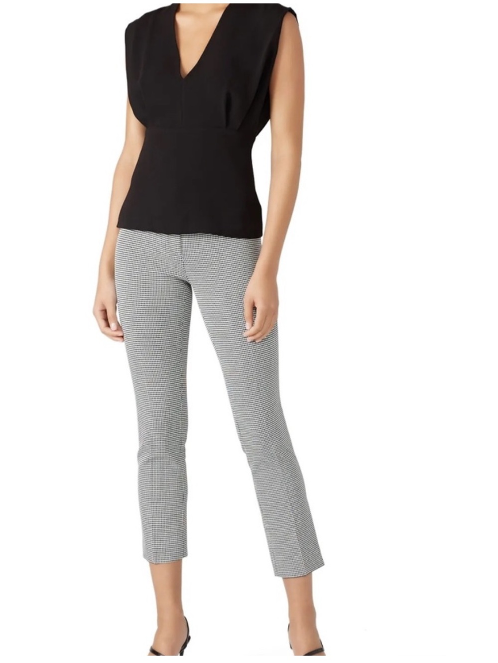 NWT Theory Classic Skinny Viscose Pant in Black/Ivory Houndstooth Pattern